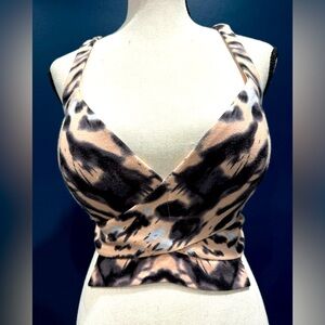 Australian brand Bardot crop top with cutouts and spaghetti sleeves